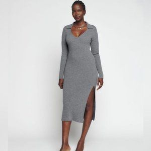 NWT $328 Reformation Bellini Cashmere Collared Sweater Dress Gray XS Cashmere